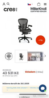 kancelářská židle Herman Miller Aeron Remastered - top stav - 5