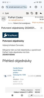 Topné těleso do pračky Candy EVO3 1253D - 5