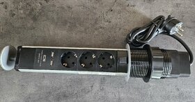 Výsuvná rozbočovací zásuvka s 2x USB A, SCHUKO - 5