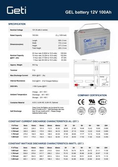 Baterie gelová 12V 100Ah GETI pro soláry - 5