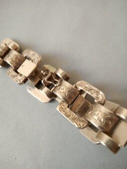 Mohutný stříbrný náramek Art Deco - 5