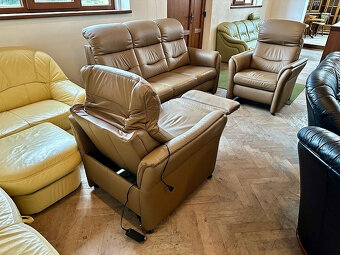 729 Kožená sedací souprava sedačka 3+1+1 s el. polohováním - 5