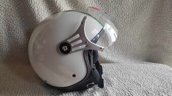 Stylová helma na motorku. Bílá s trikolórou. Nová - 5