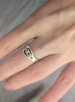 Nový dámský stříbrný prsten prstýnek 925 pásek opasek uni - 5