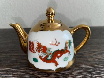 Značený čajový servis, porcelánový čínský drak - 5