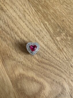 Červené srdce s kamínky na Pandora náramek - 5