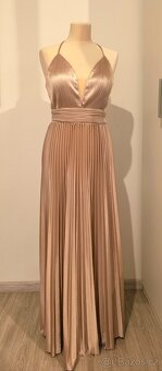 Zlaté plesové/společenské šaty s plisovanou sukní - 5