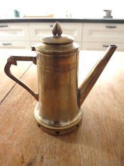 Starožitná kávová souprava - kov - sklo - 5