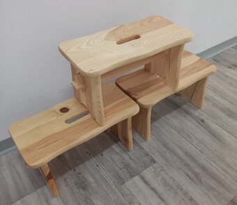 Dřevěná stolička, štokrlátko z přírodní borovice - 5