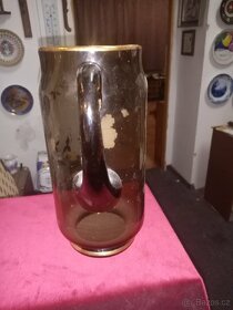 Starožitný pivní džbán hnědé sklo - 5