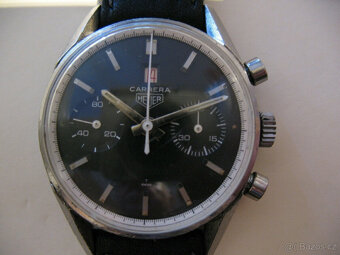 HEUER CARRERA VINTAGE Chronograf s červenou datovkou ve 12 h - 5