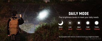 svítilna EDC Wurkkos TD07 1300 L, USB,LED,1100mAh ,479 metrů - 5