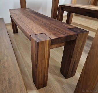 Nový jídelní set americký ořech masiv 100x200 cm - 5