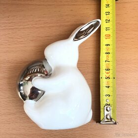 Velikonoční bílý keramický zajíček - 5
