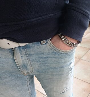 NOVÝ masivní pánský náramek Shiny Cuban Silver Steel š.14 mm - 5