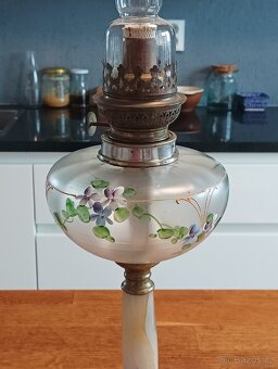 STAROŽITNÁ RUČNĚ MALOVANÁ PETROLEJKA SECESE/ART DECO FRANCE - 5