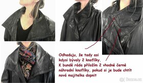 Vintage černý kožený dámský kabát - paleto - 5