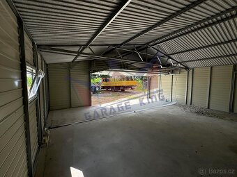 Plechová garáž 8x5 s přístřeškem - sekcni vrata - 5