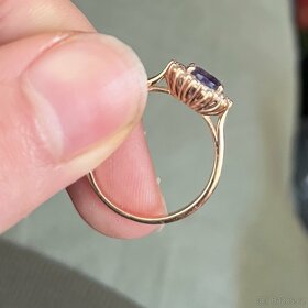 Prsten s tanzanitem a brilianty/diamanty v růžovém zlatě - 5