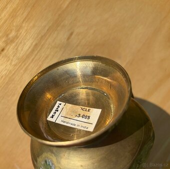 Mosazné dekorativní vázy a popelník – Indie, ruční rytí - 5