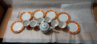 Čajovy set konvička hrníčky podšálky - 5