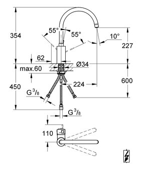 Dřezová baterie GROHE Eurosmart Cosmopolitan - 5
