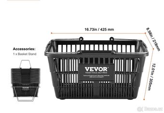 Sada 12 ks černých nákupních košíků s kovovým madlem - 5