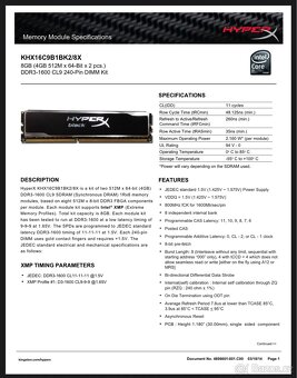 HyperX Black 8GB (2x4) - DDR3 1600 MHz - 5