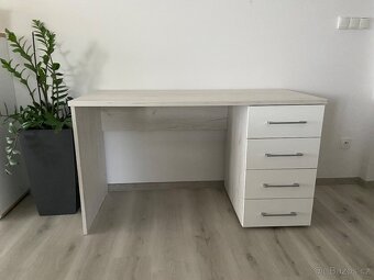 Krásný psací stůl bílá/ bub bílý - 5