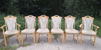 Masivní rozkládací stůl + 6x masivní židle - 5
