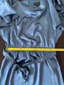 Petrolejové saténové šaty Topshop vel. XS - 5