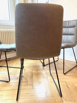 Sada 4 židlí KFF ARVA LIGHT drátěné pojezdy kůže Dakota Grey - 5