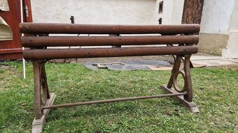 stůl starožitný, stůl obkladačky, lavice školní retro, židle - 5