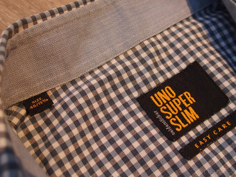 Seidensticker pánská modrá košile kostka slim fit vel. 40 - 5