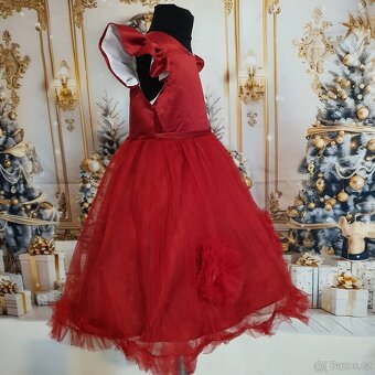 Dívčí společenské šaty v červené/vínové barvě - 5