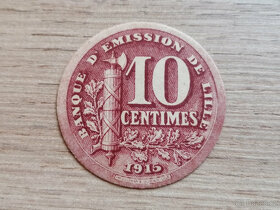 Francie 2 papírové lokální válečné nouzové mince 1915 - 5