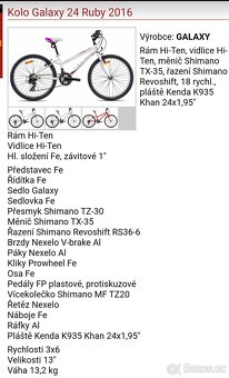 Dívčí kolo Galaxy-bike.cz velikost 24 - 5