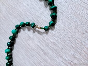 Starožitné luxusní náhrdelník z mineralu malachit - 5
