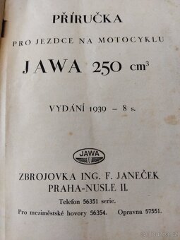 Jawa 250 - příručka. 1939 - 5