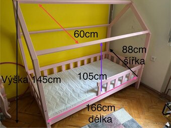 Prodám růžovou dětskou postel domek - 5