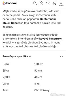 Konferenční stolek černý kov 100x50 cm - 5
