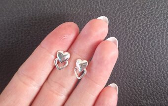 Nové dámské stříbrné náušnice srdce srdíčka 925 - 5