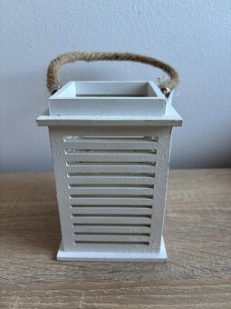 Dřevěný dekorační svícen + svíčky - 5