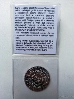 Pražský groš Karel IV. + replika groše - 5