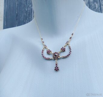 Stříbrné náhrdelníky s českými granáty, koliery, různé - 5