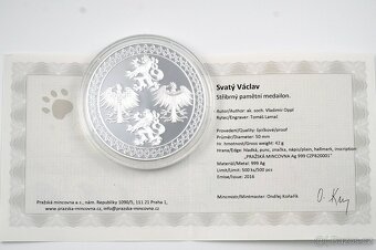 Stříbrná medaile Svatý Václav 50 mm Ag Proof - 5
