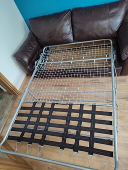 Kožená rozkládací sedačka IKEA Alvros, super stav - 5