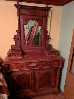 Starožitná skříň,komoda se zrcadlem - 5