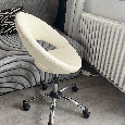 Krémová designová kancelářská / kosmetická otočná židle - 5