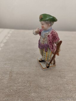 Meissen míšeň chlapec s palicou porcelánová soška - 5